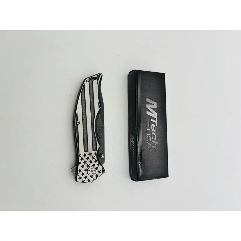 New Mtech Xtreme MX-A849AS American USA Flag Folding Stonewash Knife. New In Box